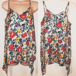 Cynthia Vincent Silk Anthropologie Embossed Floral Sleeveless Top Tank Sharkbite